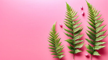 A minimalistic design of fern leaves against a bright background, highlighting the simplicity and elegance of natures patterns