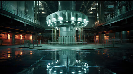 Inside the reactor: Controlled environment, focused operations evoke caution in a high-stakes industry. Perfect for illustrating expertise and meticulous procedures in nuclear energ