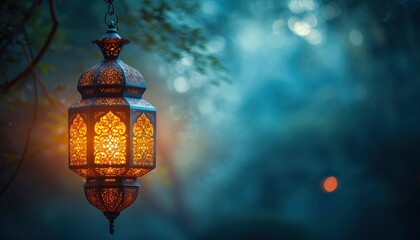 Fototapeta na wymiar Ramadan and Eid al-Fitr Concept 2024 Backgrounds, Featuring Turkish Traditional Lantern Light Lamp, Ramadan Kareem Mubarak 3D Background