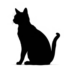 Black Color Silhouette of a Cheetoh Cat Simple