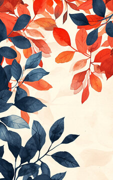 Autumnal Watercolor Leaves Pattern © Grumpy