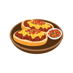 Mollete traditional Mexican food illustration