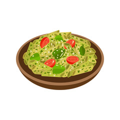Pesto pasta Italian traditional food illustration