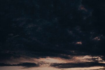 dark and cloudy sky at sunset