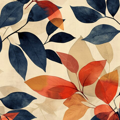 Autumnal Watercolor Leaves Pattern