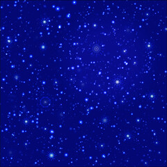 Starlight seamless pattern vector illustration. Magic winter template background. Night starry sky repeated wallpaper for holidays cards, Christmas prints, New Year designs. Universe backdrop.