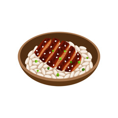 Teriyaki meat Japanese dish vector illustration