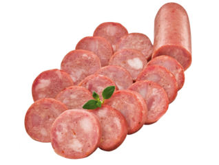 composição com linguiça calabresa fatiada isolado em fundo transparente