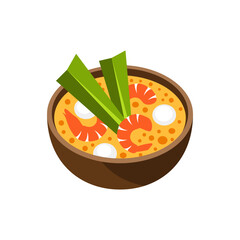 Tom Yum Kung Thai soup vector illustration