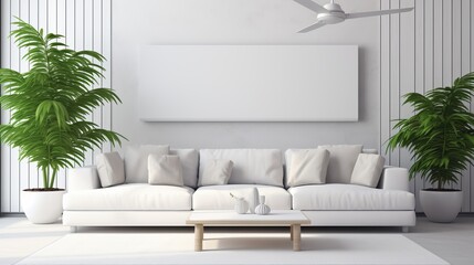 Mockup poster of a modern living room interior with a stylish apartment background and elegant decor