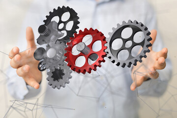 gear Futuristic in Industry 4.0 and business virtual diagram - connection