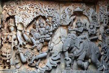 Fototapeta na wymiar Hoysaleswara temple, Halebidu , Karnataka, India