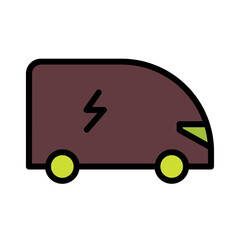 Electricity Power Car Filled Outline Icon