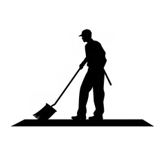 Black Color Silhouette of a Sweeper: Simple and Elegant

