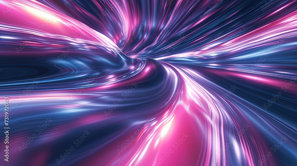 Poster abstract image featuring dynamic streaks of pink and blue light converging in a radiant, energetic p