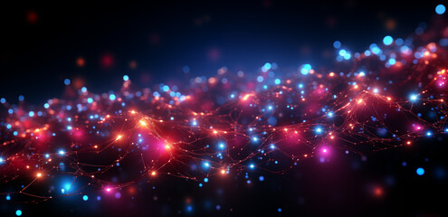 Obraz premium glowing color lights digital network banner