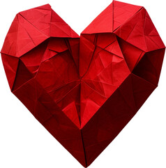 Red Heart Shaped Origami on Transparent Background