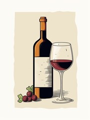Fototapeta premium simple wine illustration. may be used for wine menu cover. 