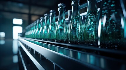 Modern manufacturing line for bottles created with Generative AI