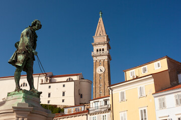 Tartini Square in enchanting coastal town of Piran, Slovenia - 731974293