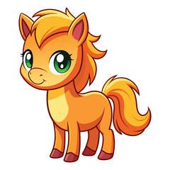 cute horse cartoon on white background