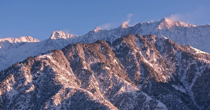 Snow-Kissed Majesty: Aerial Dawn over Triund Top Enveloped in Himalayan Snowfall