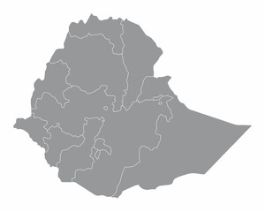 Ethiopia administrative map - obrazy, fototapety, plakaty