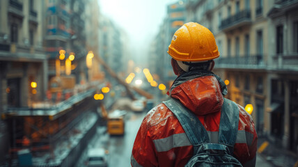 blured de focus at construction engineer focus at construction site background ,generative ai