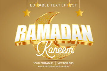 golden ramadan kareem 3D text effect template