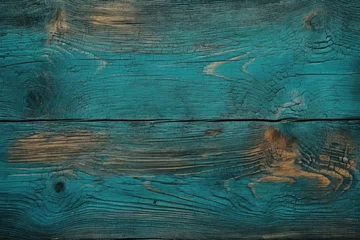 Raamstickers Old brown turquoise wooden background. Natural wood in grunge style © May