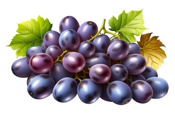 bunch of black grapes  without background