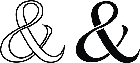 Ampersand symbol set. Icon for design. Blank, white and black backgrounds - alphabet symbol, a Social media icon, isolated on transparent background, used for mobile apps, web site or ui. - obrazy, fototapety, plakaty