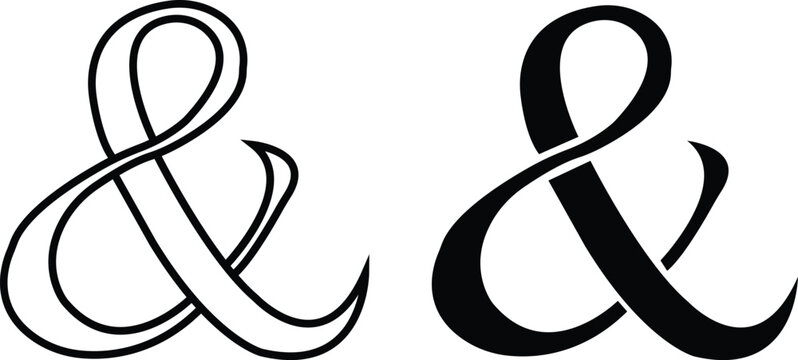 Ampersand symbol set. Icon for design. Blank, white and black backgrounds - alphabet symbol, a Social media icon, isolated on transparent background, used for mobile apps, web site or ui.