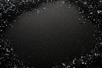 metallic glitter black wallpaper background empty space on center of frame cinematic