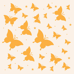 butterfly multi-colored on white background. Butterfly seamless vintage background