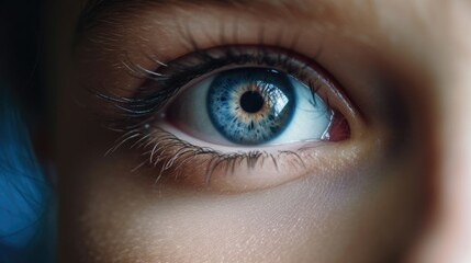 Fototapeta premium Close up of a child's blue eye.