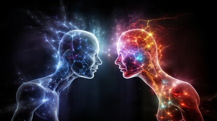 Telepathic communication harnessing the power of the mind for seamless mind to mind connections - obrazy, fototapety, plakaty