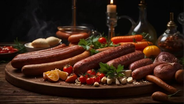 various sausages on the table