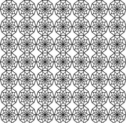 Seamless abstract floral texture in the form of a black lattice on a white background