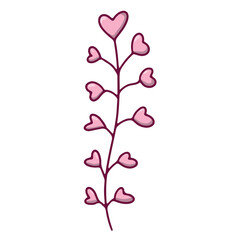 Pink twig leaves in the shape of a heart. Vector is isolated. On a white background.