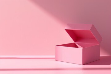 opened pink box on pink background