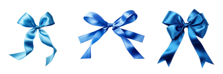 Set of blue color ribbon on a transparent background