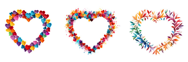 Naklejka premium Set of colorful love frame on a transparent background