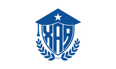 XAA three letter iconic academic logo design vector template. monogram, abstract, school, college, university, graduation cap symbol logo, shield, model, institute, educational, coaching canter, tech