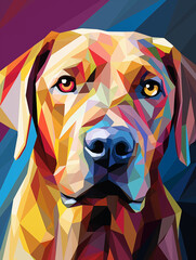 Illustration of a dog, portrait of a dog, polygon illustration