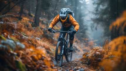 mountain biker in the forest