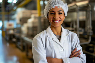 Confident Female Food Scientist in Lab Coat