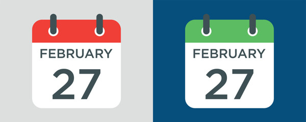 calendar - February 27 icon illustration isolated vector sign symbol