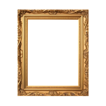 Photo of blank frame for picture or image with vintage border without background. Template for mockup