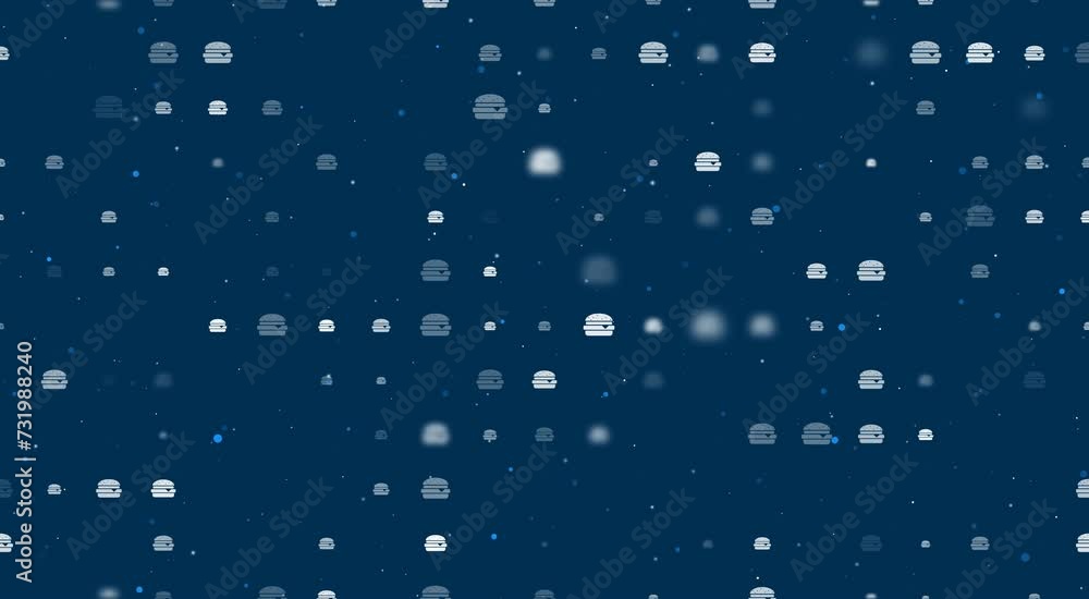 Poster template animation of evenly spaced hamburger symbols of different sizes and opacity. animation of t